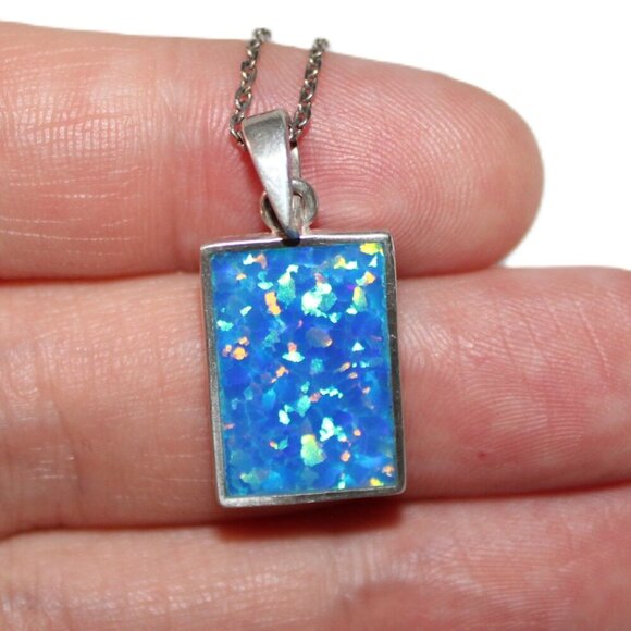 Sterling Silver Faux Opal Necklace - Picture 7 of 7